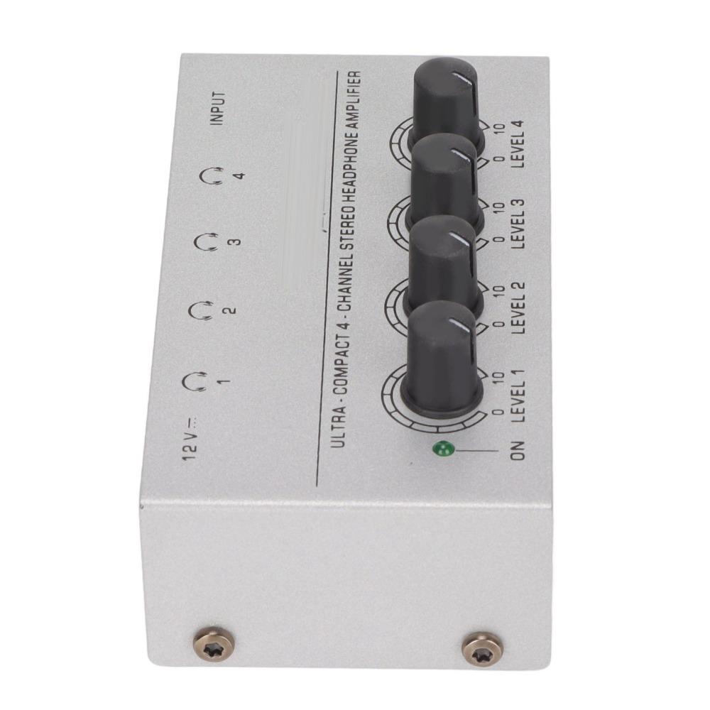 For US Plug 4 Channel Stereo Headphone Amplifier Ultra Compact Mini Earphone Splitter Sound Mixer