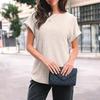 Women's 2025 Short Sleeve Crew Neck T Shirt Casual Loose Ribbed Knit Pullover Sweater Tops Summer Spring Outfits Gifts
