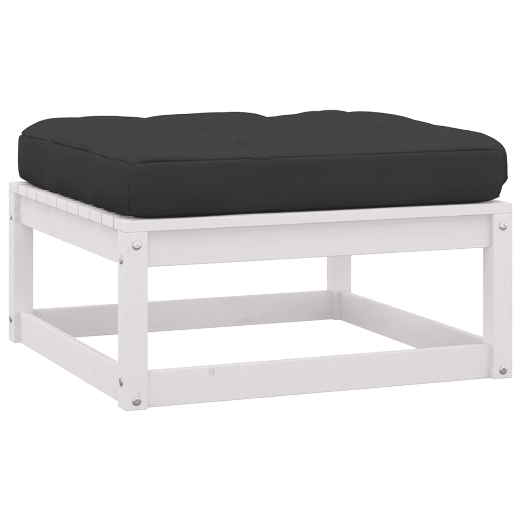 Garden Footstool with Cushions 2 pcs Solid Pine Wood