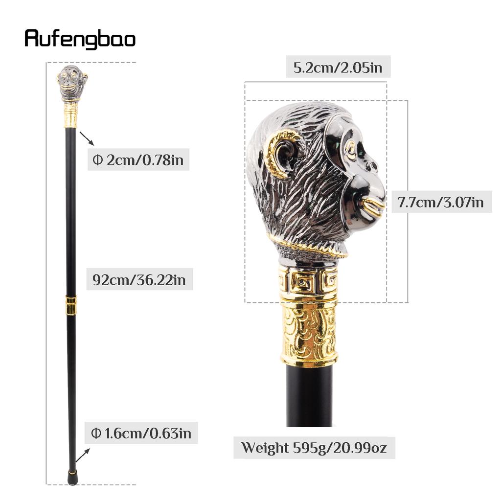 Golden Black Monkey Animal Fashion Walking Stick Decorative Cospaly Vintage Party Fashionable Walking Cane Crosier 92cm