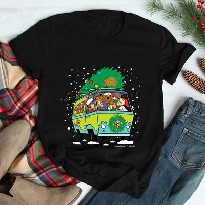 Scooby Doo Christmas Mystery Machine Shirt S-5XL Xmas Gift Family AD718 Unisex T-Shirt