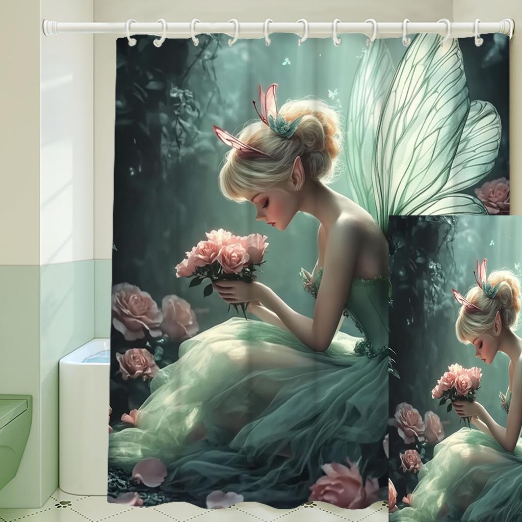 Fairy Shower Curtain - Enchanted Forest, Waterproof, 31.5In, Floral & Butterfly Designs, Rod Pocket, Nature-Inspired