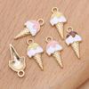 10Pcs Gold Plated Enamel Ice Cream Charms Pendant For Jewelry Making Earrings Bracelet Necklace Accessories Diy Craft 20X10Mm
