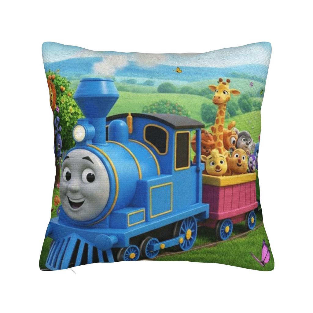Pillow Case Cartoon Trains Man Square Pillow Cover For Sofa Home Decoration Retro Trendy Pillowcases