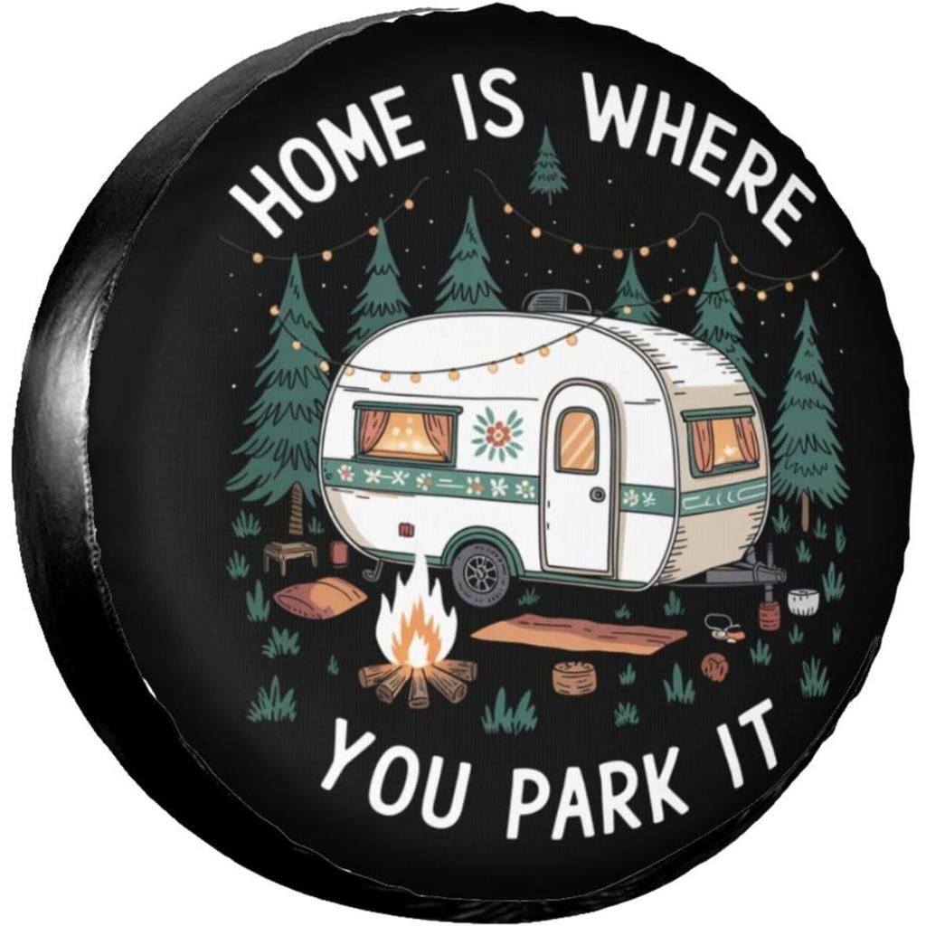 1 "Home Is Where You Park It" Spare Tire Cover, A Waterproof Wheel Hub Protector Suitable For RVs, SUVs, Trucks, And Trailers