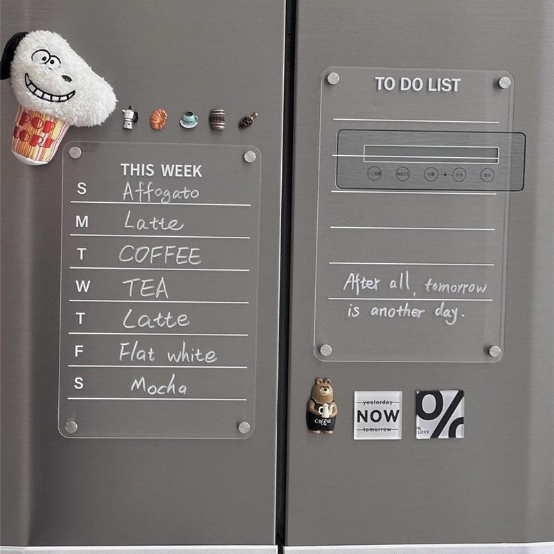 Clear Magnetic Acrylic Double-Layer Dry Erase Board for Refrigerator