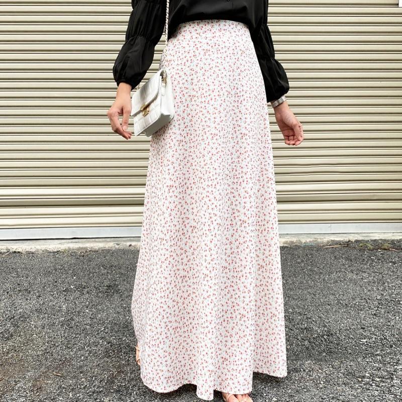 Fashion Women's Flowy A-line Skirt, High-waisted Floral Print Maxi Skirt, Elegant Floor-grazing Skirt for Everyday & Leisure