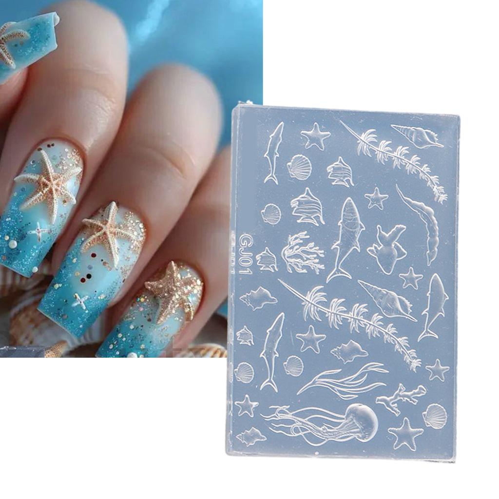 Silicone Nail Decorating Molds Sea Series Small Accessories Crafting Molds Suitable for Beauty Enthusiasts Present