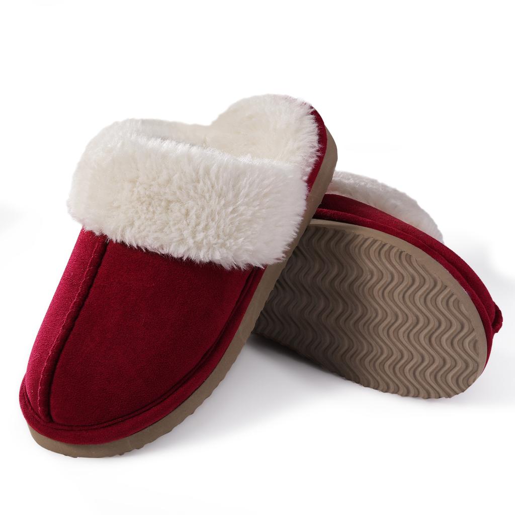 Shevalues Fashion Fuzzy Slippers Women Fluffy Fur House Slippers With Memory Foam Winter Warm Mute Bedroom Shoes Indoor Outdoor