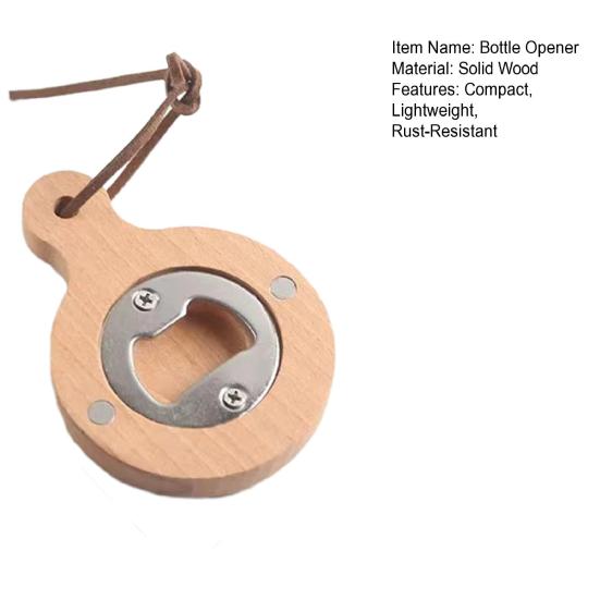 Wooden Magnetic Bottle Opener, Rustic Beer Cap Remover with Strong Magnet, Wall Mount Refrigerator Opener for Home Bar Gift