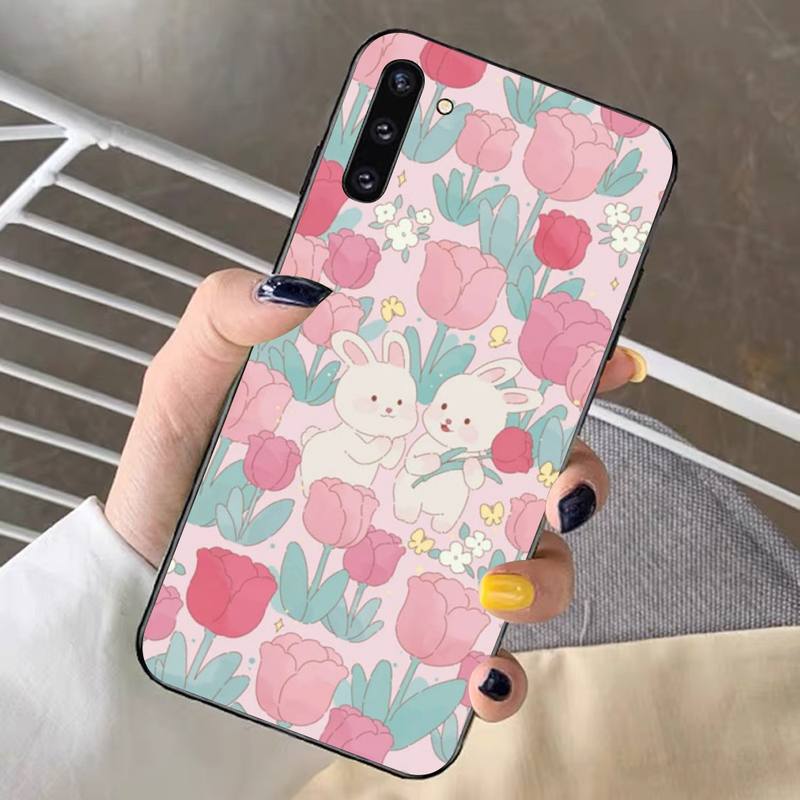 Cute Funny Rabbit Flower Phone Case for Samsung Note 5 7 8 9 10 20 Pro Plus Lite Ultra A21 12 72