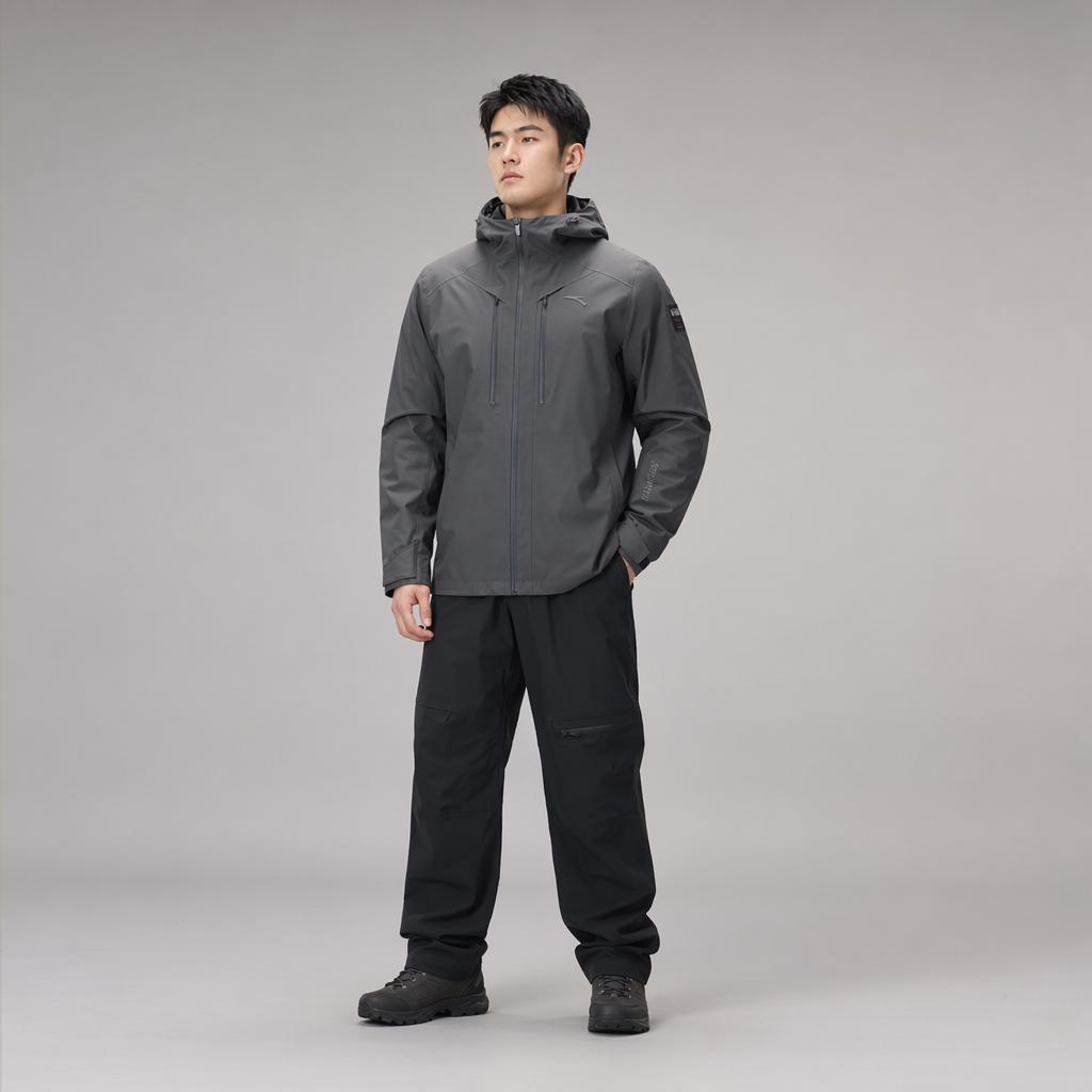 Anta Training Series Solid Color Zip-Up Hooded Comfortable Versatile Casual Windproof Waterproof Jacket Men Jacket Smoke Black Gray 152447621-7