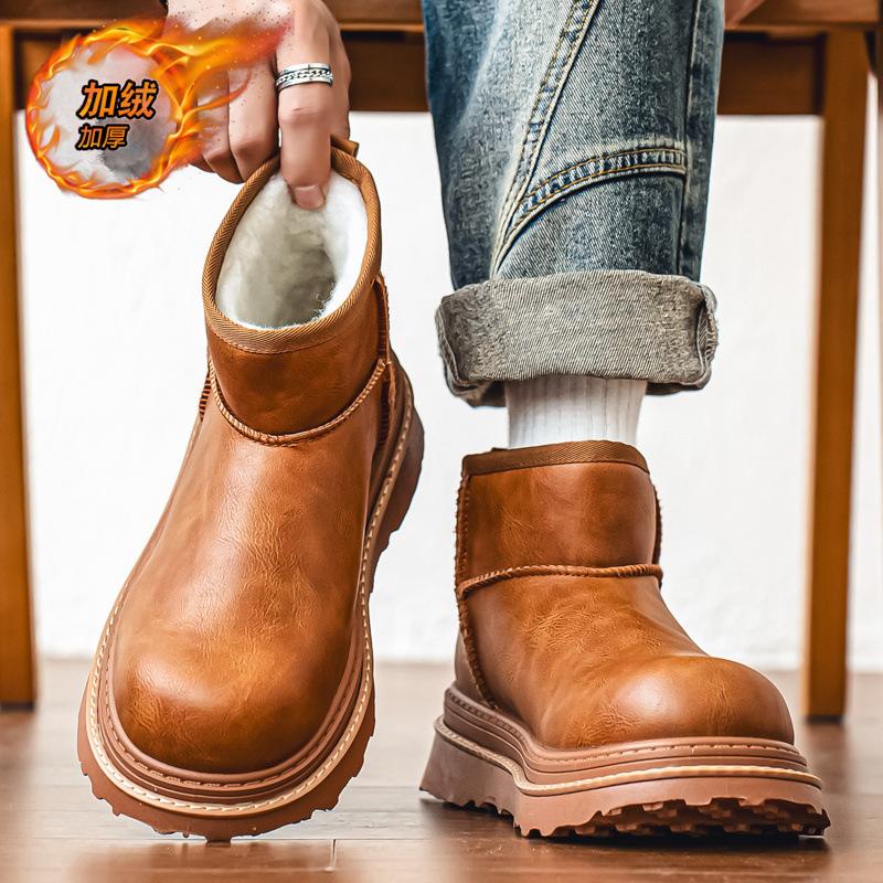 Snow boots, new winter velvet waterproof and non-slip large cotton shoes, integrated fur and cold-proof cotton boots