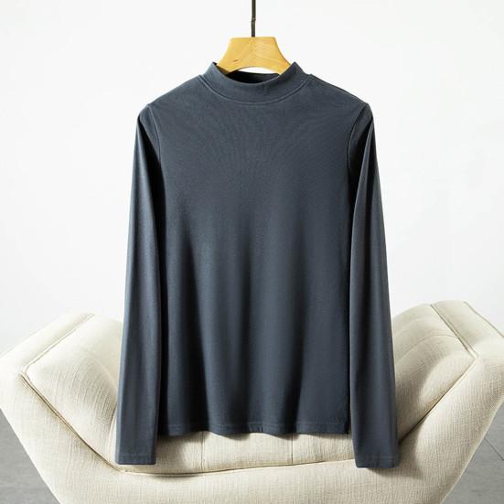 Women Bottoming Tops DE Velvet Self-Heating Thermal Top Half High Collar Long Sleeve Slim Fit Base Layer Shirt