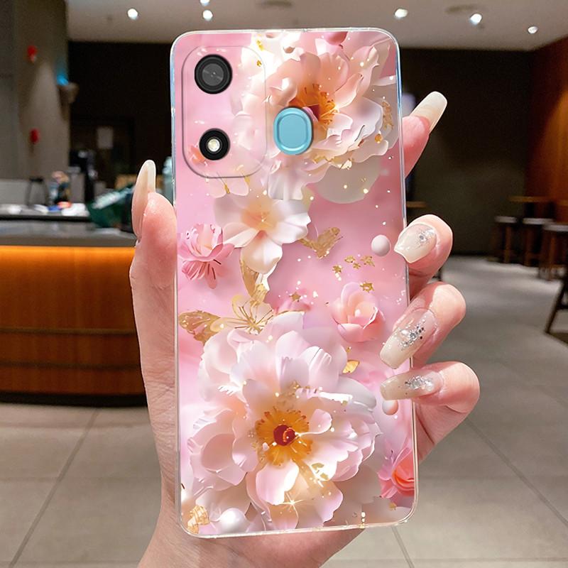 For ITEL A27 LTE / P17 A551L Case Clear Fashion Butterfly Flower Soft TPU Silicone Back Cover For ITEL A27 P17 Pro 4G Phone Case
