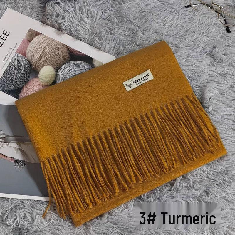 Luxury Unisex Scarf: Autumn/Winter Thickened Solid Color Cashmere-Feel Shawl