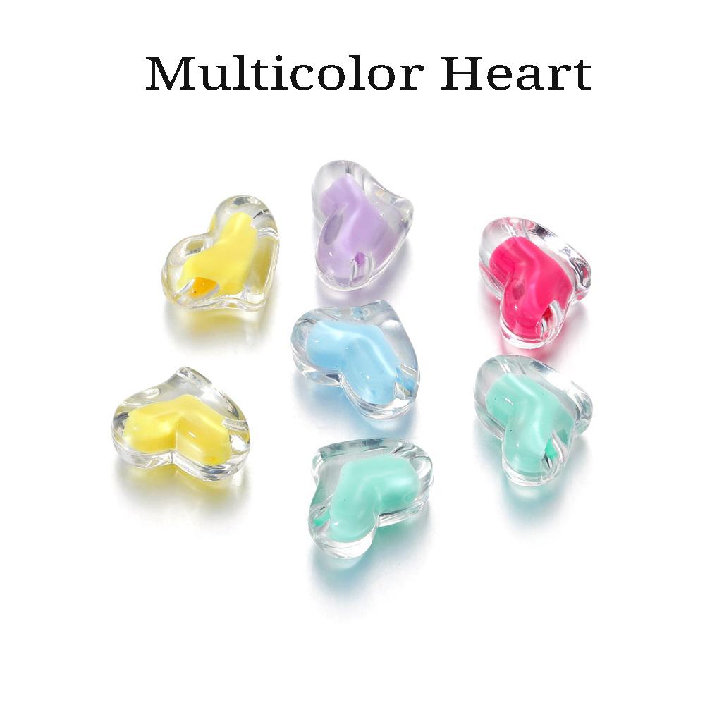 20Pcs/Pack Acrylic Spaced Beads Candy Heart Flower Shape Beads Decoration For DIY Necklace Earrings Jewelry Making Supplies