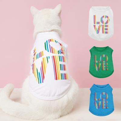 T-shirt alla moda con stampa di lettere di gatti che non si deforma facilmente, abbigliamento estivo, animale domestico attraente