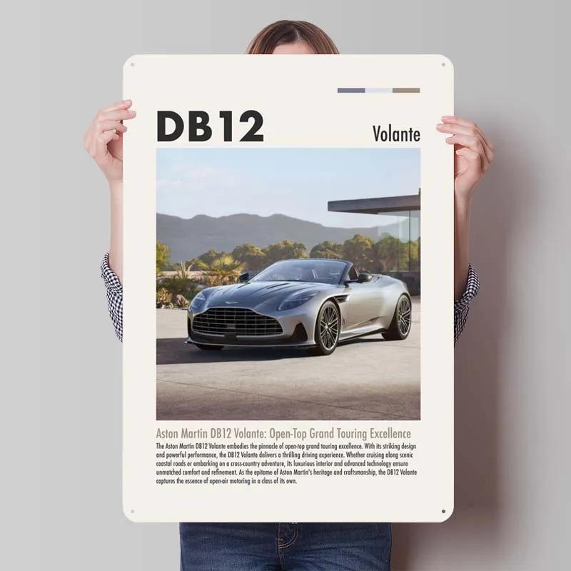 Aston Martins Tinplate Sign Classic Cars Poster Metal Wall Art Mural Retro Metal Sign Plaque for Garage Wall Art Decoration Room