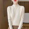 Women's Cashmere Striped Slimming Knit Sweater - Half-High Neck Autumn/Winter Base Layer