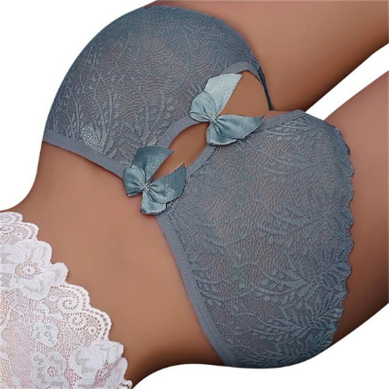 Schlichtes Design, niedrige Taille, Damen, einfarbig, Bikinihöschen, Spitze, Netzstoff, transparent, atmungsaktive Damenunterwäsche