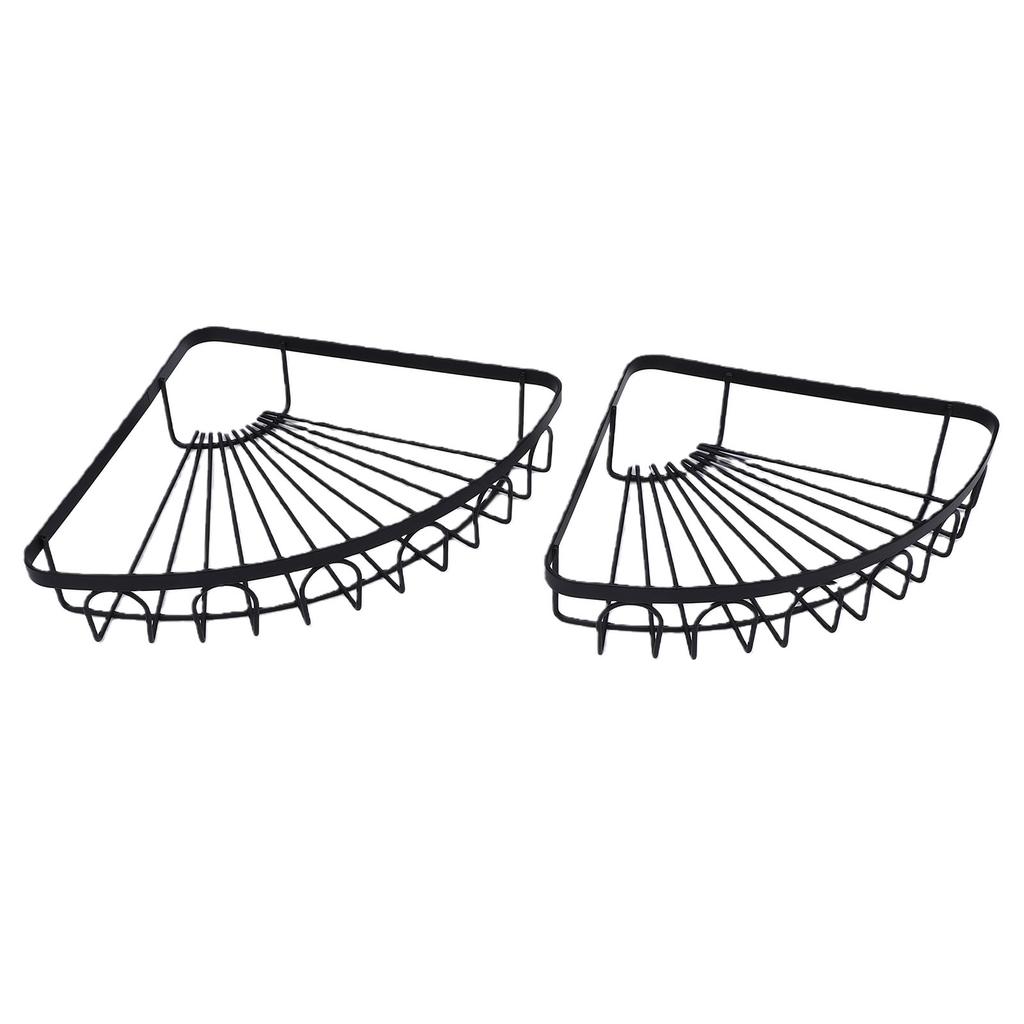 2PCS Corner Shower Shelves Wall Mounted Iron Shower Caddy Storage Rack Rustproof for Bathroom Organizer Black
