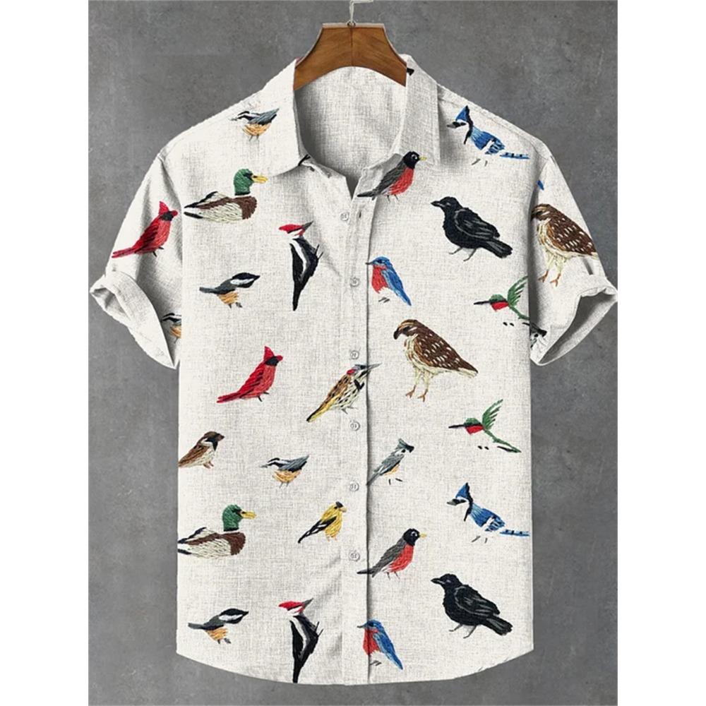 2026 New Men s Short-Sleeve Shirt, Stylish Print, Casual Breathable Lapel Cardigan, Vacation Style, Men s Top S
