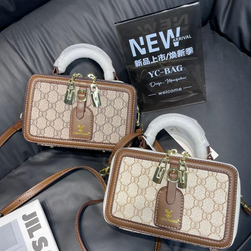 Bolso nuevo, caja de alta gama, bolso cuadrado pequeño, estampado nicho bandolera retro flor antigua un solo hombro