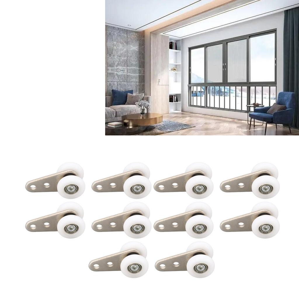 10PCS 23mm Nylon Pulley Stainless Steel Bracket Hanging Wheel Roller for Sliding Door Window White
