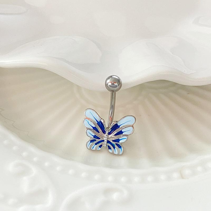 Fashion Heart Zircon Belly Button Rings Butterfly Flower Navel Ring For Women Navel Piercing Barbell Body Piercing Jewelry