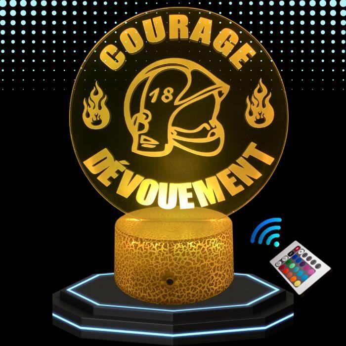 Lampe De Chevet 3d Led Pompier, Veilleuse Changement Couleurs, Lampe Tactile Bureau Et Chambre, Idée Cadeau Noël Anniversaire