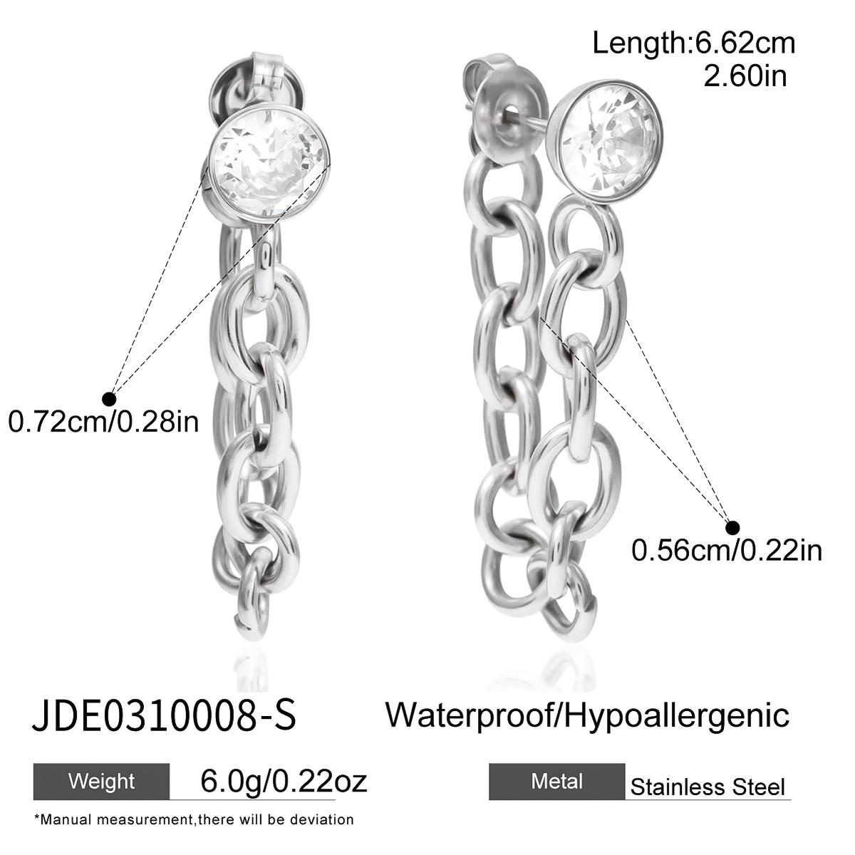 Youthway Round Zircon Chunky Chain Tassel Earrings For Women Minimalist Stainless Steel Earrings Simple Fashion Jewelry Gift