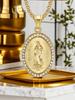 Hip Hop Iced Out Bling Virgin Mary Pendant Necklaces Female Gold Color Stainless Steel Madonna Necklace for Women Jewelry Gift