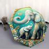 Automatic Folding Umbrella Colorful Elephants with Floral Accents. Portable Collapsible Design, Casual Outdoor Accessory, for