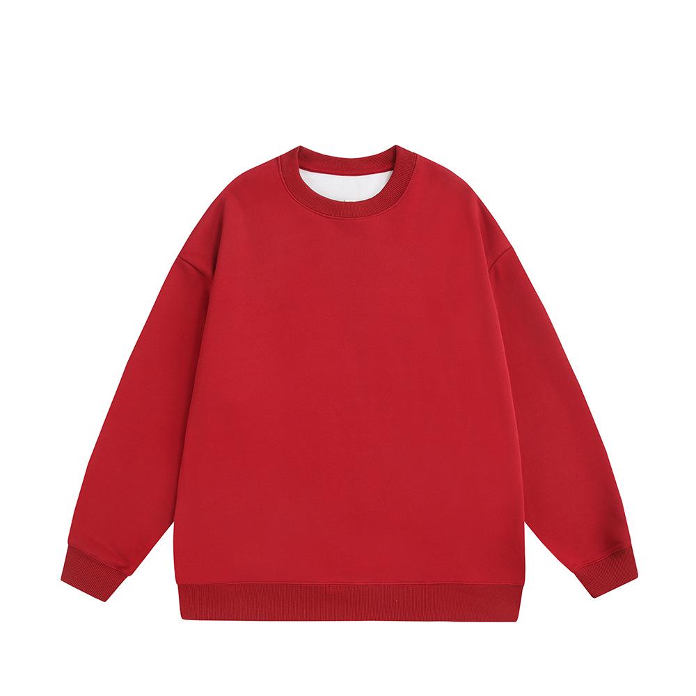 Autumn 2025 Men's Plus Size Loose Round Neck Solid Color Long Sleeve Hoodie