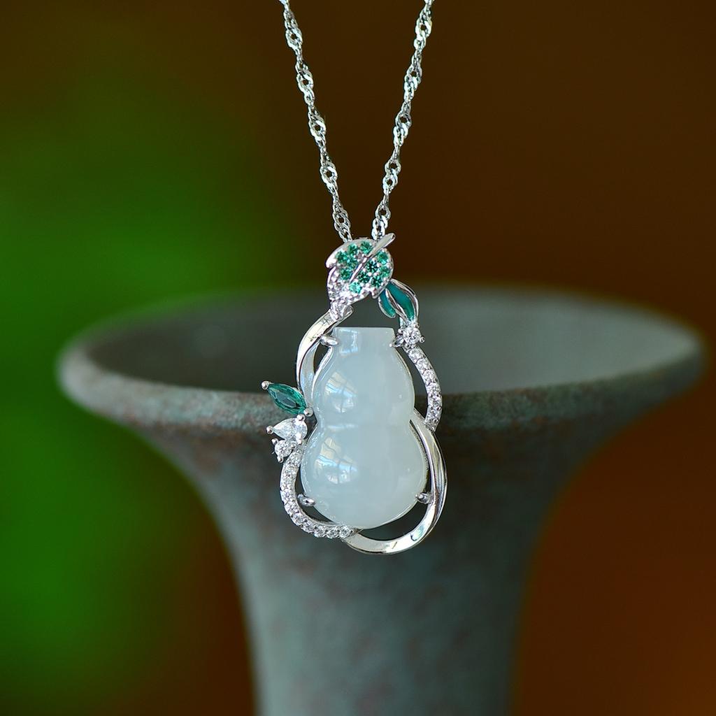 Hotan Jade S925 Silver Gourd Pendant