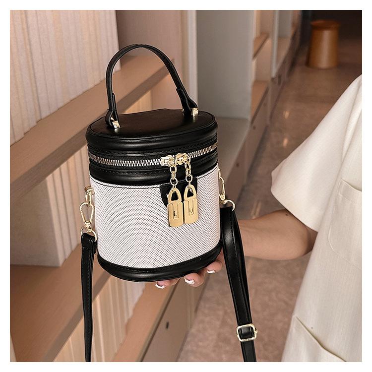 

Ретро сумка-ведро для женщин, новая мода, контрастные цветные цилиндрические вечерние сумки, темпераментные сумки через плечо на одно плечо