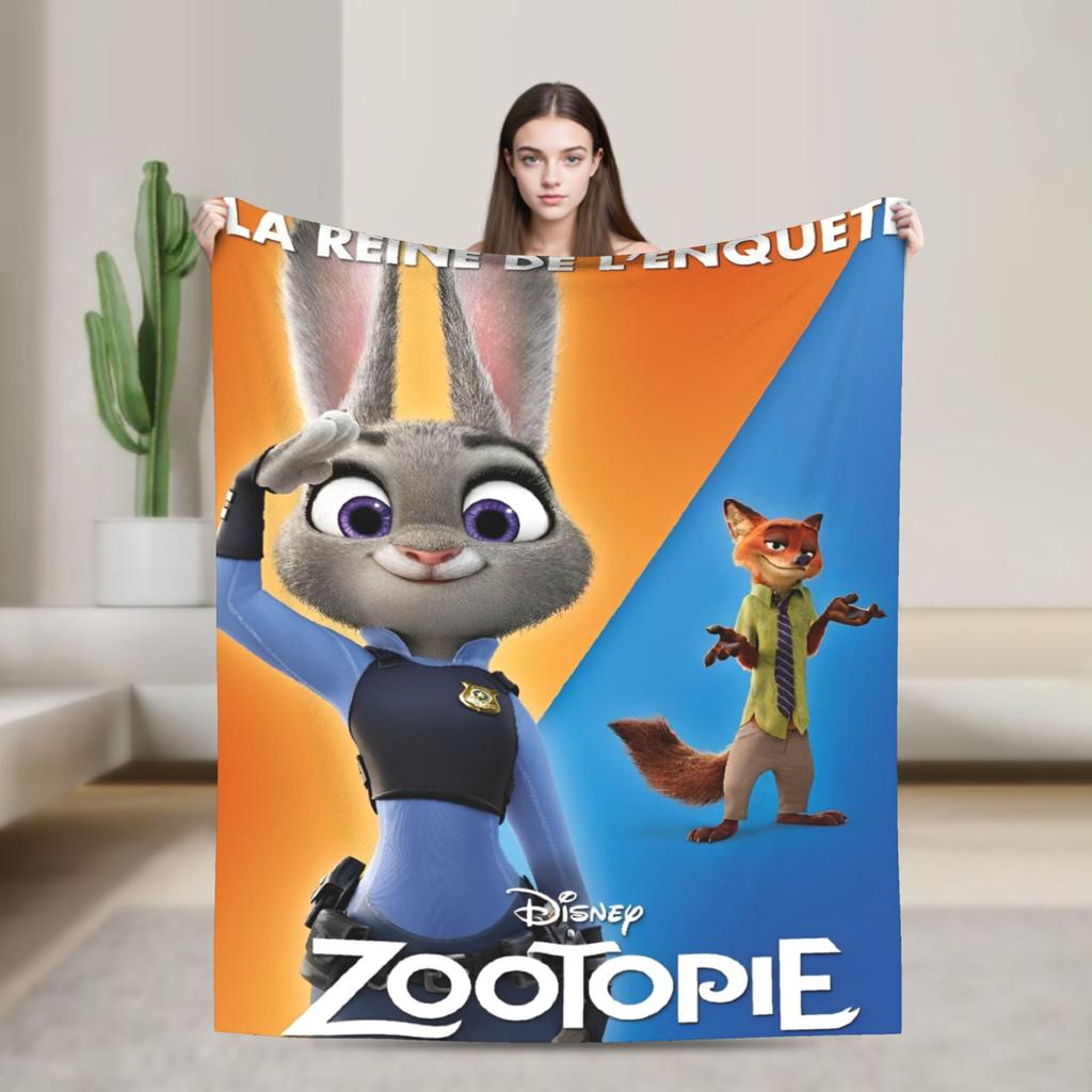 Anime Zootopia Cartoon Flannel Blanket Super Soft Throw Blanket for Bedroom Airplane Travel Fashion Bedspread Sofa Bed Cover