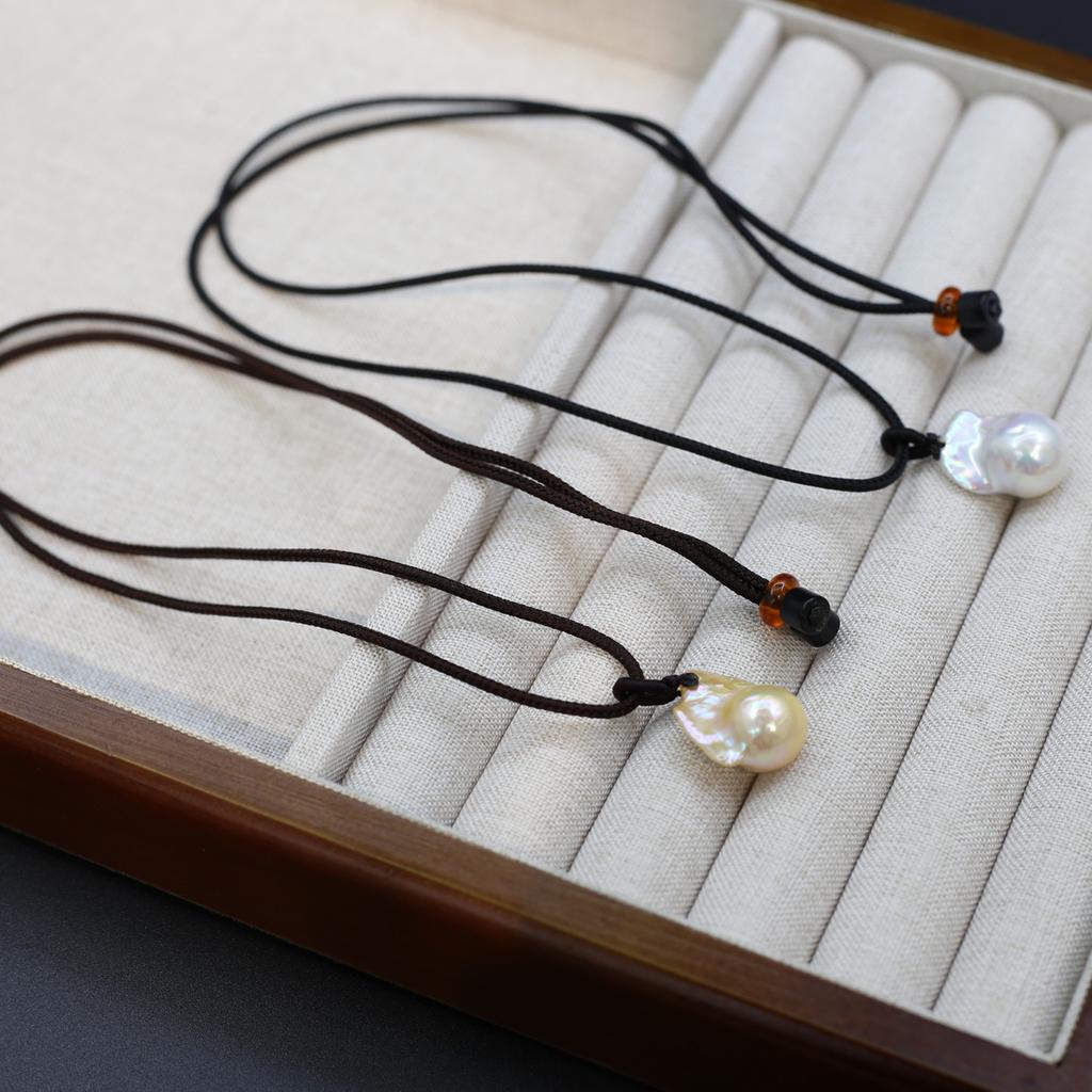 1 Stück, Verstellbare geflochtene Kordelkette mit barockem Perlmutt, 12-20 mm, Minimalistische Anhängerschnur für Schmuckzubehör, Länge 67 cm