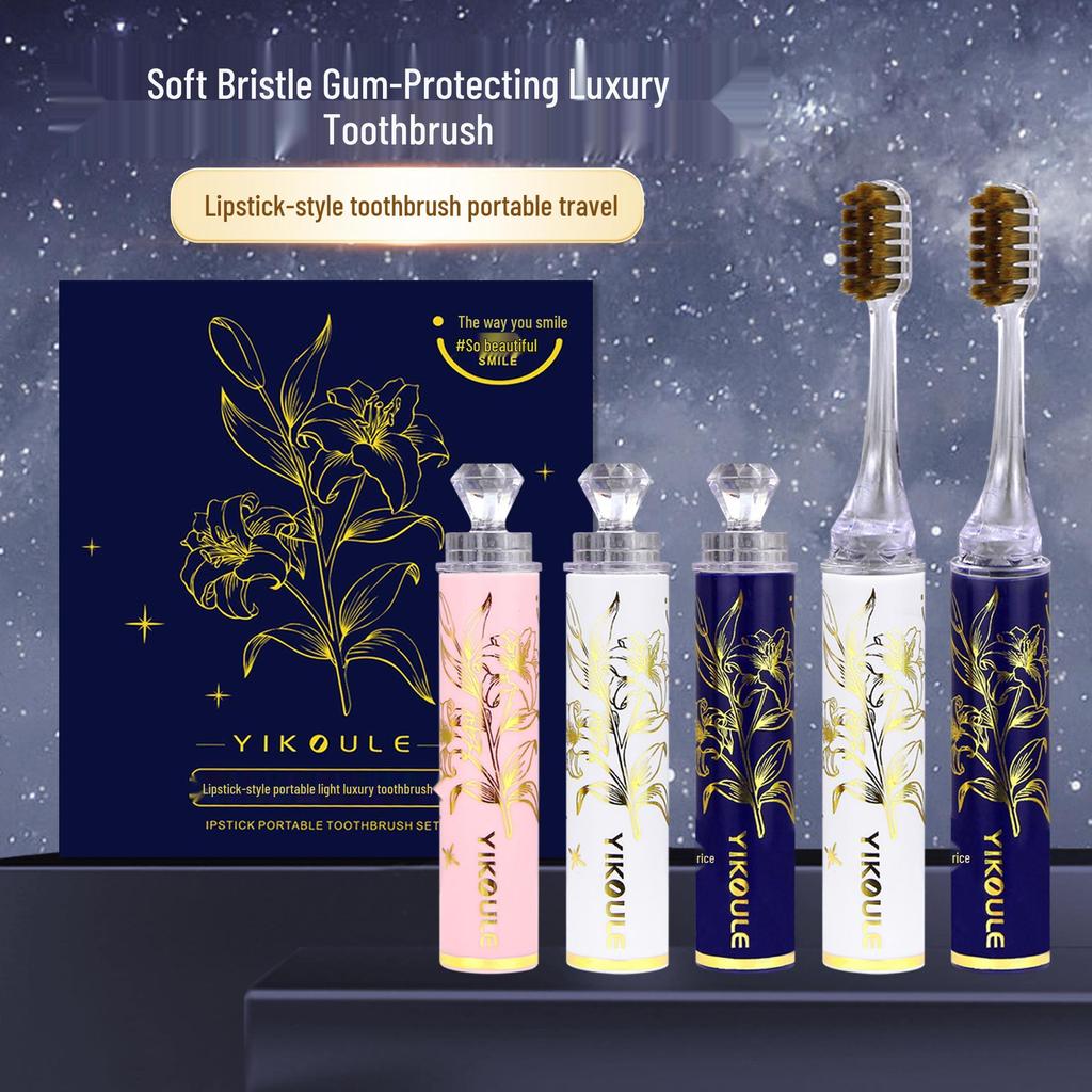 Portable Women's Luxury Soft Bristle Toothbrush for Gum Care and Travel