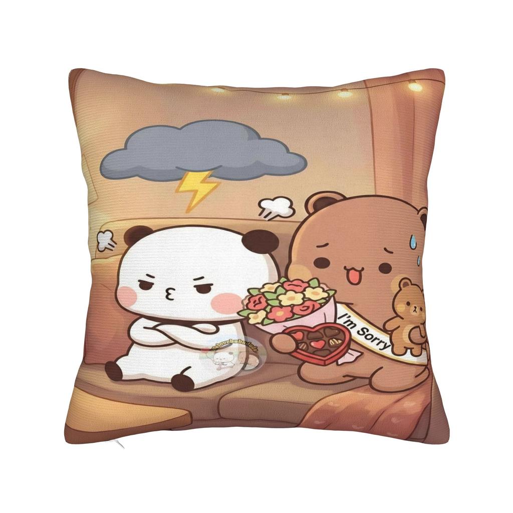 Kawaii Bear Pillow Case Bubu Dudu Graphic Pillow Cover Novelty Pillowcases For Sofa Home Decor