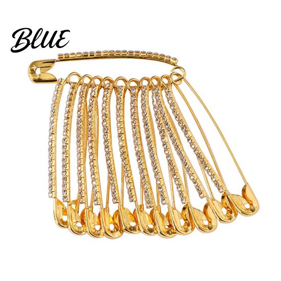 Shiny Rhinestone Embellishment Safety Pins Pants Waist Shawl Brooches Clothes