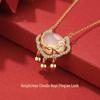 Douyin Retro Cat's Eye Stone Necklace: Chinese Style Cloud Lock Longevity Clavicle Chain for Women