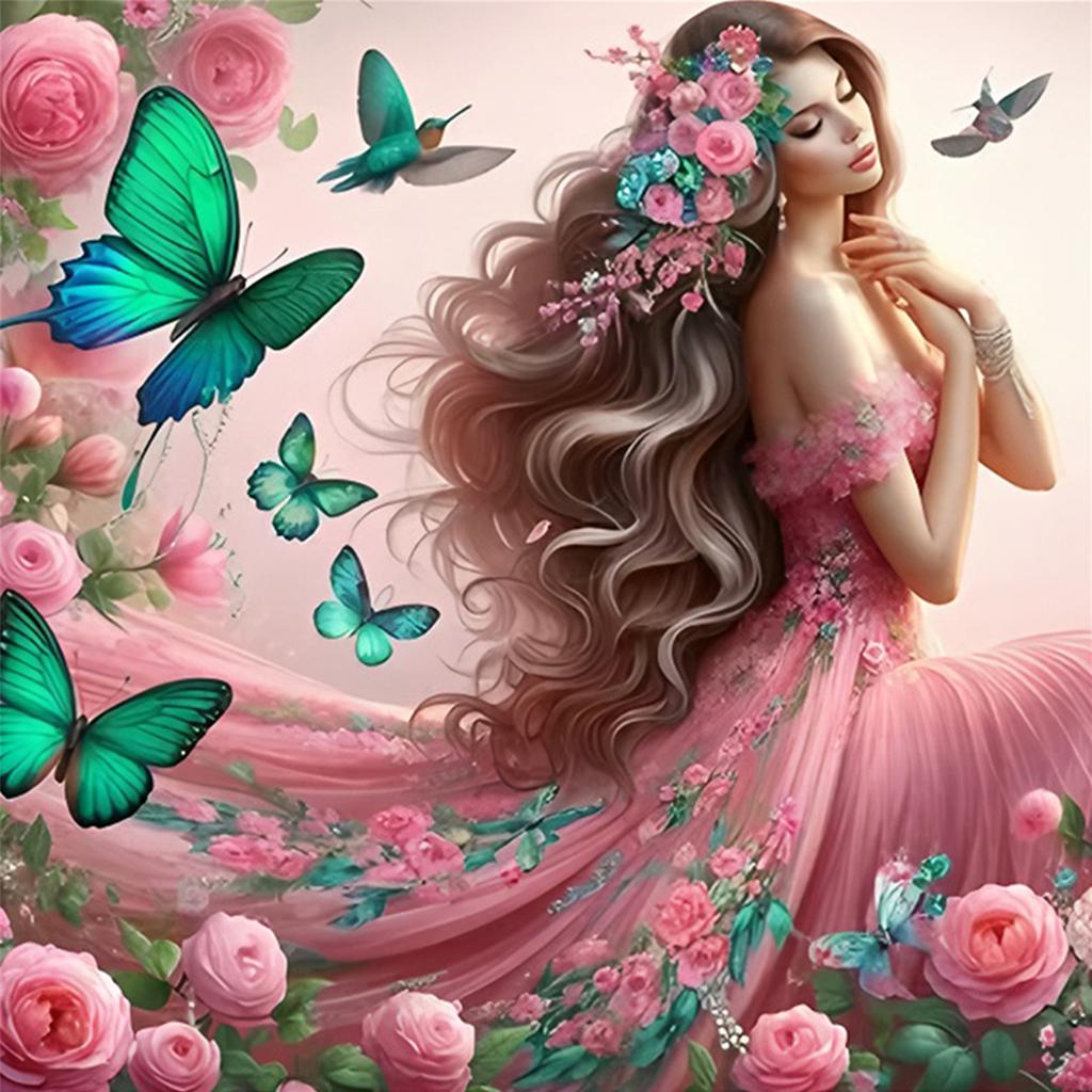 Elegant Beauty Full DIY 5D Round Drill Diamond Art Kits for Adults Home Decor Diamond Dots Paintings Picture Arts Craft 40x40cm