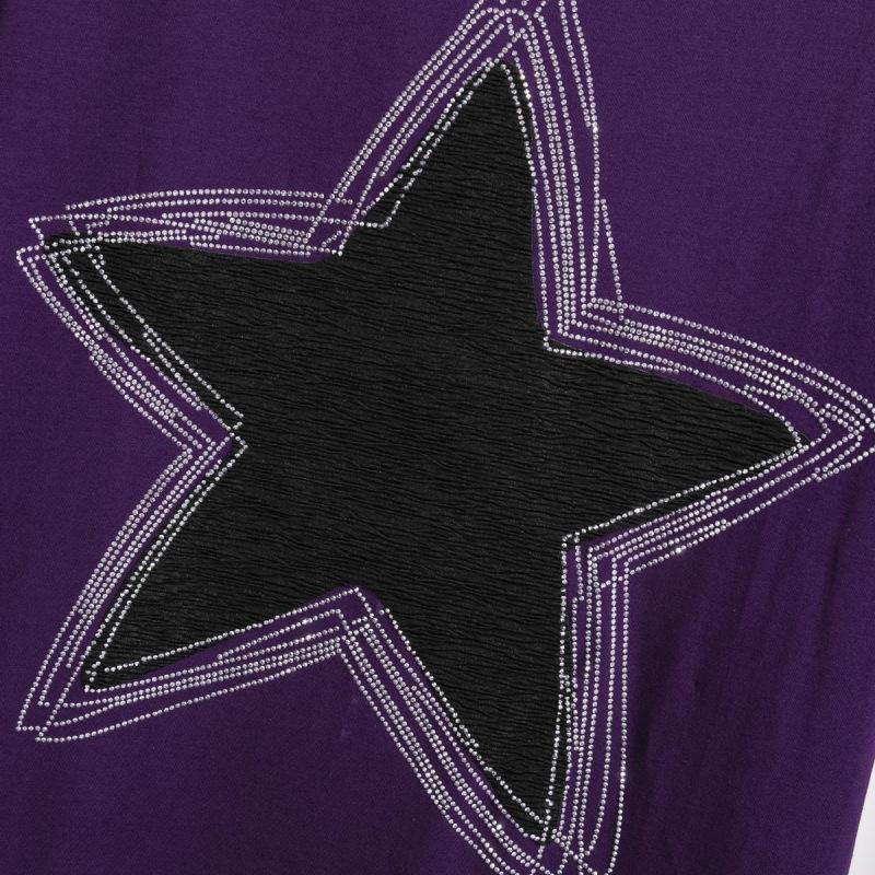 Summer Plus Size Women's T-shirt Loose Round Neck Fashion Star Medium Long Short Sleeve Top