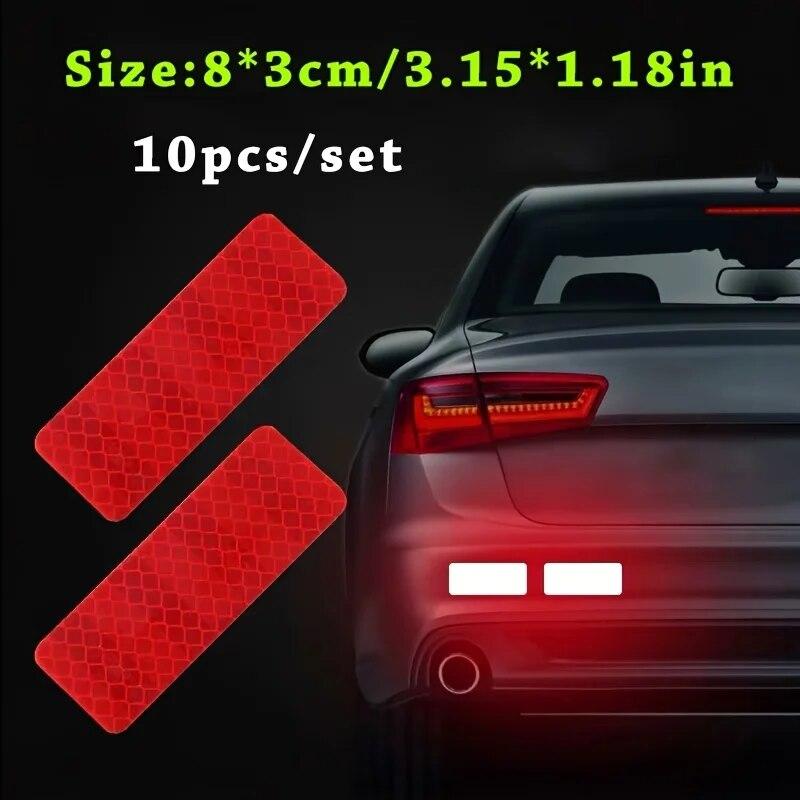 

10pcs Car Bumper Reflective Safety Strip Stickers - Enhance Your Night Driving Security & Style! червоний