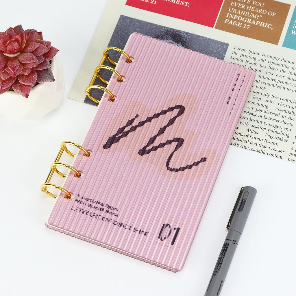 A6 Frosting Thick line Acrylic Loose Leaf Binder Cover DIY Account Book Journal Planner Office Stationery Supplies