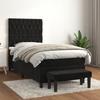 Slatted Bed Base with Mattress - Black 90x200 Cm - Adjustable Headboard - Soft Velvet - Multifunctional Bench