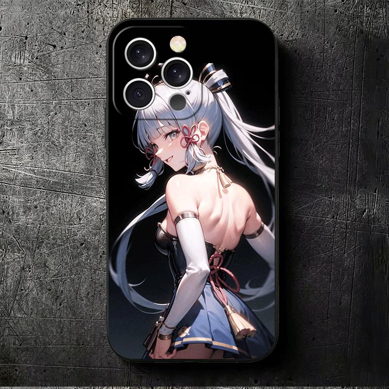 Genshin Impact Kamisato Ayaka Soft Phone Case for iPhone 16 16E 17 Air 15 Pro Max 14 Plus 13 Mini 11 12 7 Black Cover Back Shell