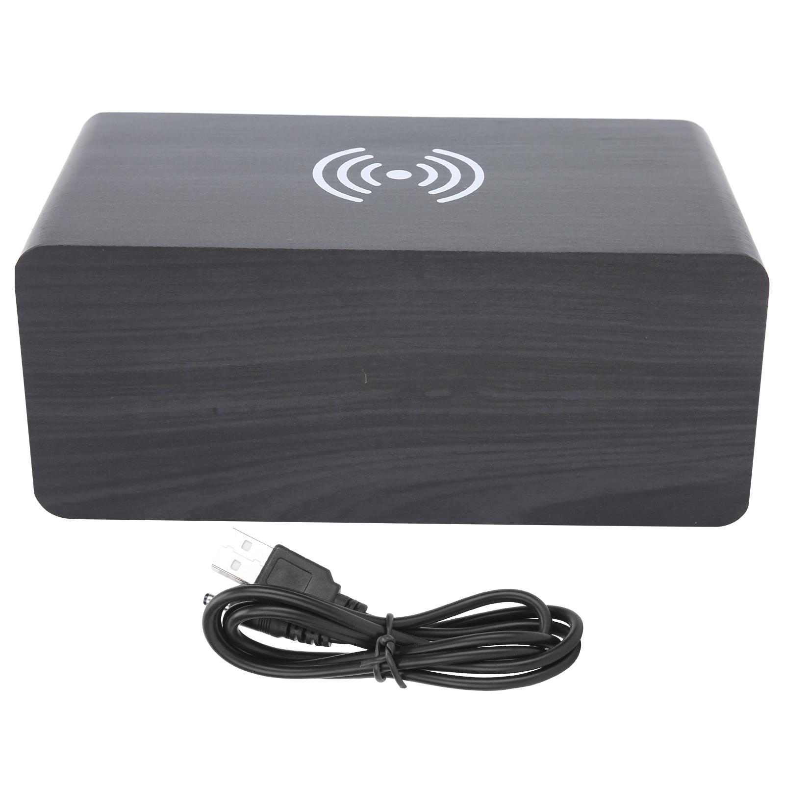 

Многофункциональный деревянный 2000 мАч мини-будильник динамик беспроводной Bluetooth часы стерео динамик Black Wood+Green Light